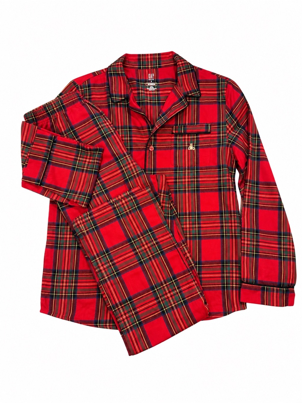 Gap Kids Size 12 Red Tartan Plaid Christmas Pajama Set Brannan Bear